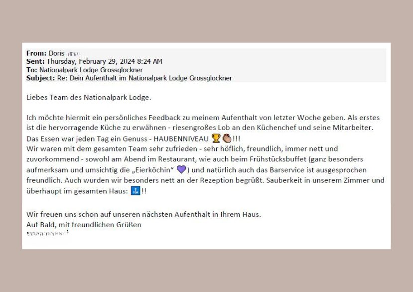 Mail-Hotel-Bewertung Top-Bewertungen in der Nationalpark Lodge