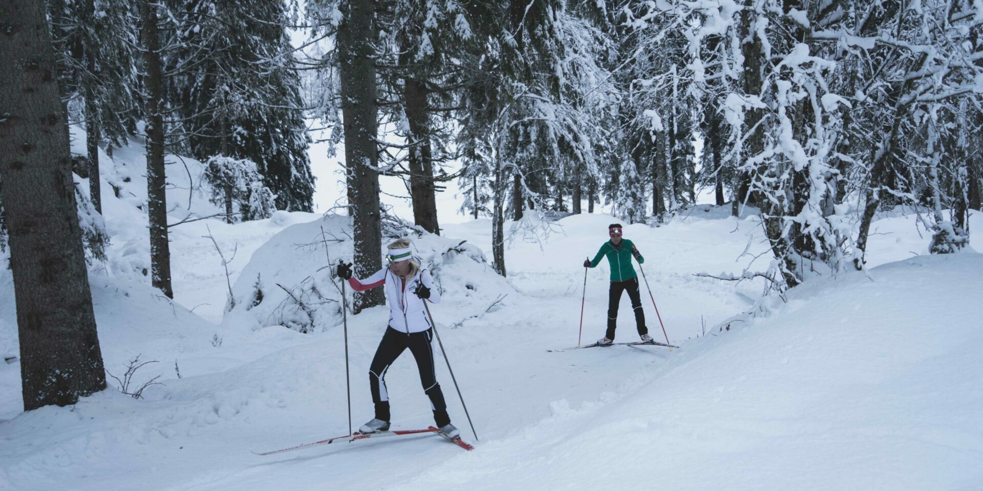 Langlaufsport durch unberührte Wälder